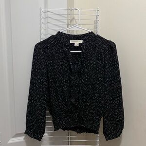 Monteau Black Blouse with White Dots
